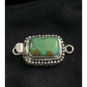  CARICO LAKE TURQUOISE CLASP STERLING GREEN CUSHION 14x10mm 