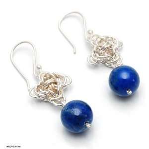  Lapis lazuli dangle earrings, Love Knot Jewelry