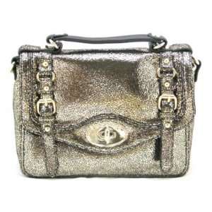   Authentic Lancaster Paris Platine Gold Metallic Disco Satchel Handbag