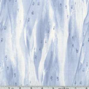  45 Wide Snowy Silence Footprints Blue Fabric By The Yard 