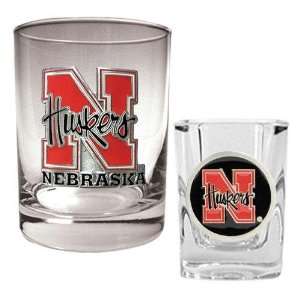  Nebraska Cornhuskers NCAA Rocks Glass And Shot Glass Set 