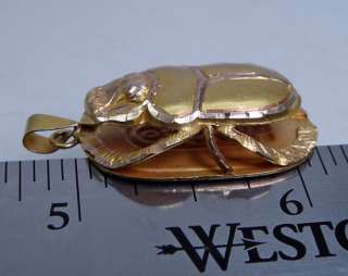 Impressive 18K Gold Scarab Bug Egyptian Cartouche Pendant  