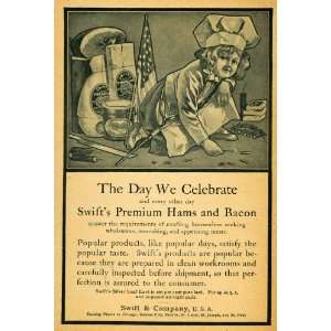   Ad 4th of July Child Chef Swifts Premium Ham Bacon   Original Print Ad