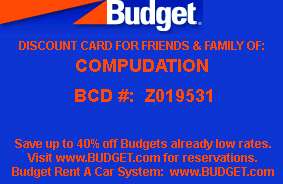 Budget Rent A Car Rental Discount Card  