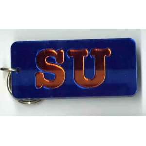   Blue Rectangle Mirror Keychain W/ Orange SU