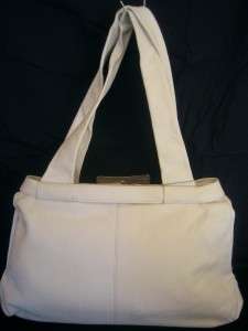 RENATO ANGI ITALY Off White Leather NEW Large Satchel Bag  