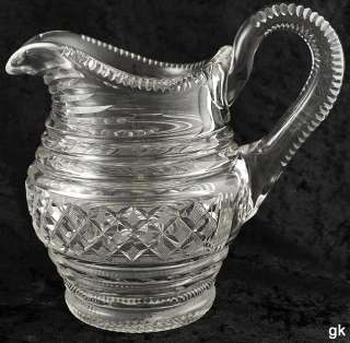 Very Nice Antique Anglo Irish Cut Glass Pitcher Mid Late 1800s  