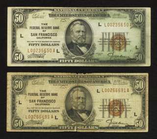   Very Nice 1929 San Francisco Federal Reserve Bank notes BEST OFFER