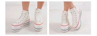 Womens White Plain Platform Zip Sneakers Shoes US 6~8  