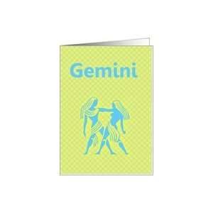  Gemini May June Birthday with zodiac sign twins Card 