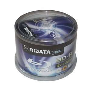  50 Ridata Blu ray Valor 4X BD R 25GB Disc White Inkjet Hub 