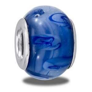  Unique Blue Swirly Art Glass European/Memory Charm Double 