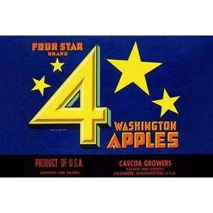  Vintage Art Four Star Brand Washington Apples   22595 5 