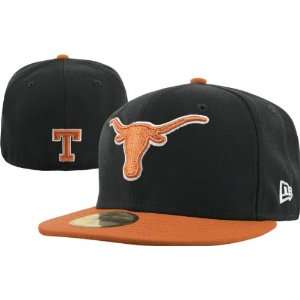  Texas Longhorns Black New Era 59FIFTY Rust Bill Fitted Hat 