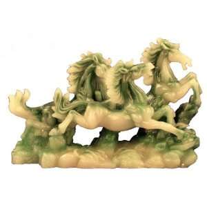  Hong Tze Collection large Triple Running Horses (Jade 