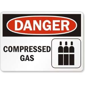  Danger Compressed Gas (with graphic) Aluminum Sign, 14 x 