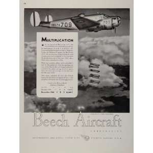  1943 Ad WWII Beech Aircraft Beechcraft AT 11 Bombs WW2 