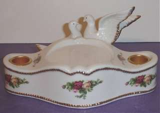 Royal Albert Old Country Roses Dove Unity Candle Holder Wedding 