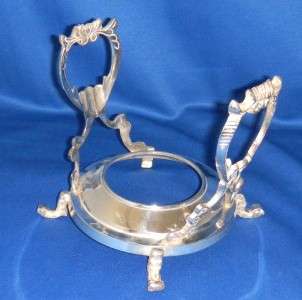 ANTIQUE, VINTAGE SILVER PLATE VICTORIAN TIPPING TILTING TEAPOT W STAND 