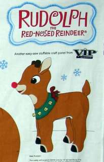 Stuffable RUDOLPH Red Nose Reindeer Fabric Panel Craft  