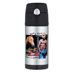 Thermos Travel Water Bottle Country Western Cowgirl Save A Horse Ride 