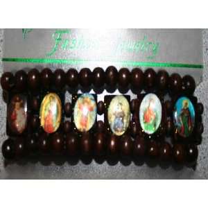  Unique Wood Catholic Saints Bracelet 