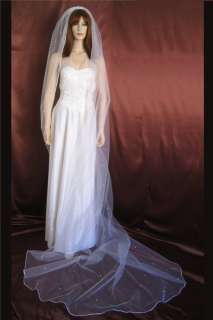 Same standard cut rhinestone veil and 120in length but with a satin 