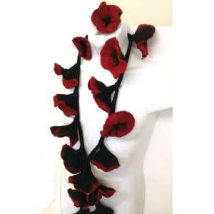  Flower Scarf Made of Natural Felt Multi Colors, Hand Made 