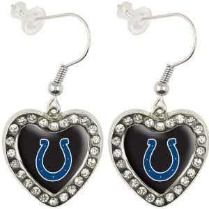 NFL Indianapolis Colts Crystal Heart Wire Earrings, NWT  