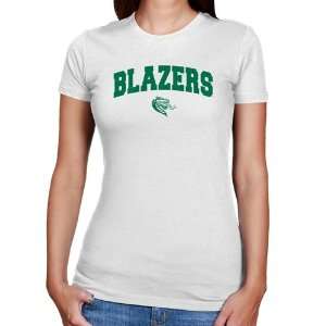  NCAA UAB Blazers Ladies White Logo Arch Slim Fit T shirt 