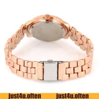 Rose Gold Fashion Women Style Wristwatch Quartz Movt Steel White Dial 