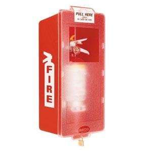   Fire Extinguisher Cabinet, Red Tub and Clear Cover