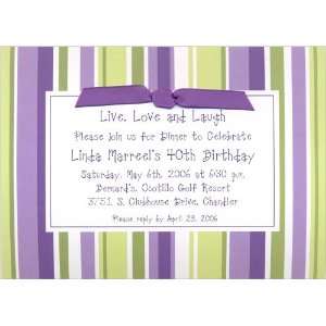 Mint Julep Stripes Party Invitation With Ribbon