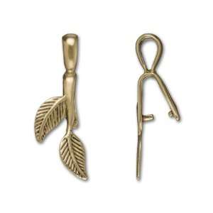  Antique Brass Plated Brass Branch and Leaves Pinch Bail 