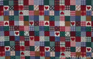 Country Quilt Patch MINI Patchwork Look Bungundy Green Blue Curtain 