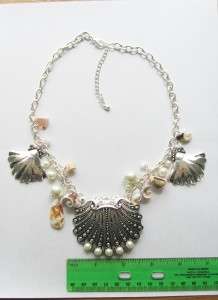 New Chic Art Deco Silver Seashell Necklace Earring Set  