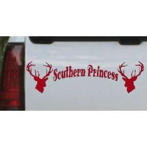 Red 6in X 1.7in    Southern Princess With Deer Hunting And Fishing Car 