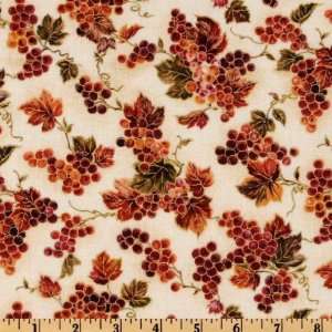  Wide Cornucopia Grapes Ivory Fabric By The Yard Arts, Crafts & Sewing