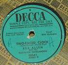 Two Faced Clock REX ALLEN Promo 78 Phonograph Record