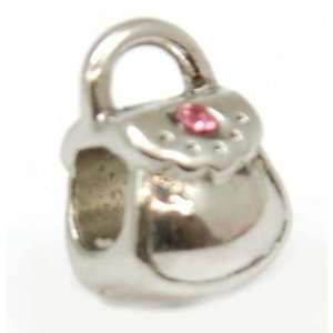    TOC BEADZ Pink Crystal Handbag 8mm Slide On Off Bead Jewelry