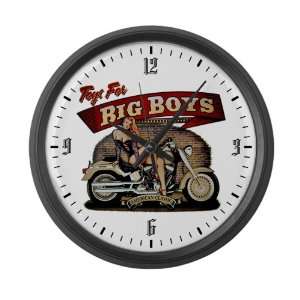   Large Wall Clock Toys for Big Boys Lady on Motorcycle 