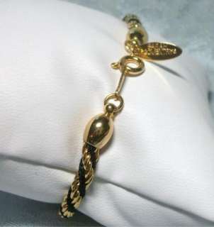Vintage Black and Gold Tone Twisted Bracelet Signed SC  