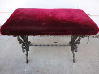 Antique Victorian Twisted Wrought Iron Hall or Radio Bench  