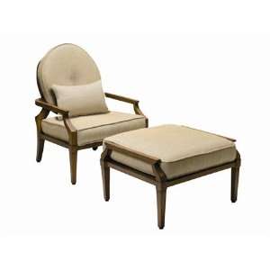Landgrave Europa Cast Aluminum Arm Patio Lounge Chair Walnut Burl 