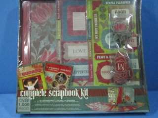 NEW COMPLETE COLORBOK SCRAPBOOK KIT OVER 1000 PIECES BROWN FLORAL BOX 