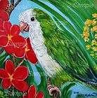 GREEN QUAKER GICLEE of Painting Monk PARROT Bird Tropical Kasheta ART