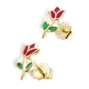  Earrings plated gold Tulipe. Jewelry