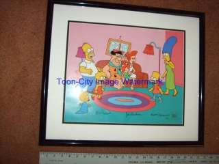 Simpstones Signed Matt Groening Bill Hanna Joe Barbera hand painted 