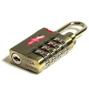  Fine 4 Dial TSA Accepted Combination Lock   Antique Brass 