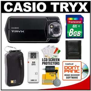  Casio Exilim TRYX Compact Digital Camera (Black) with 8GB 